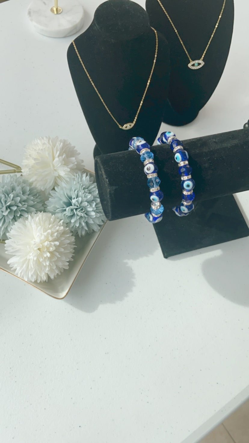 Glass Beaded Evil Eye Bracelet