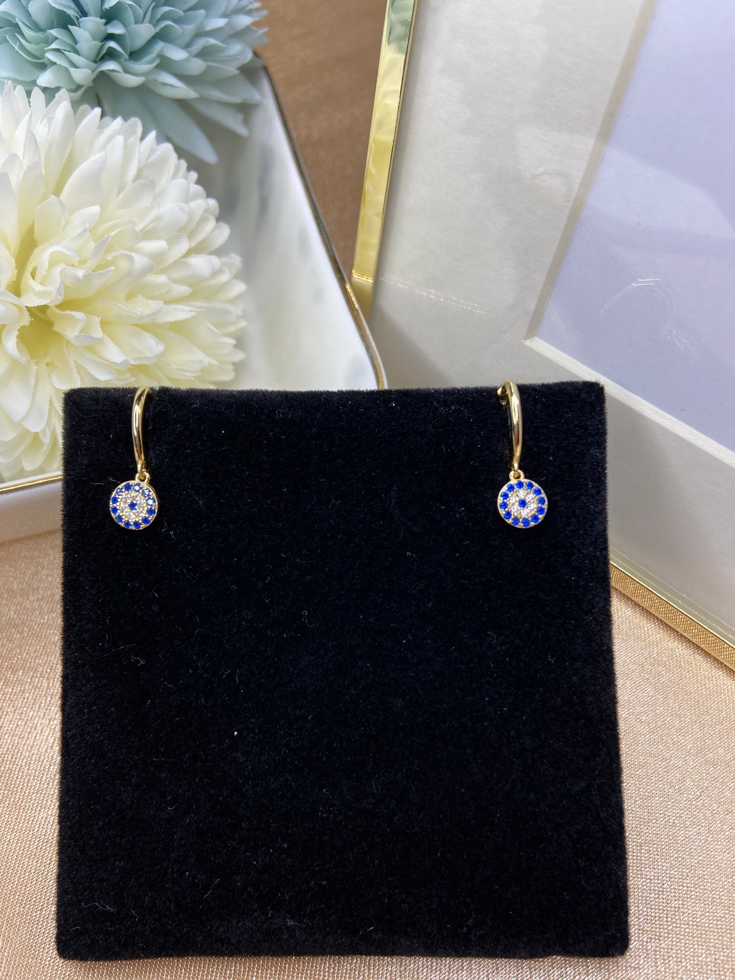 Round Evil Eye Huggie Earrings