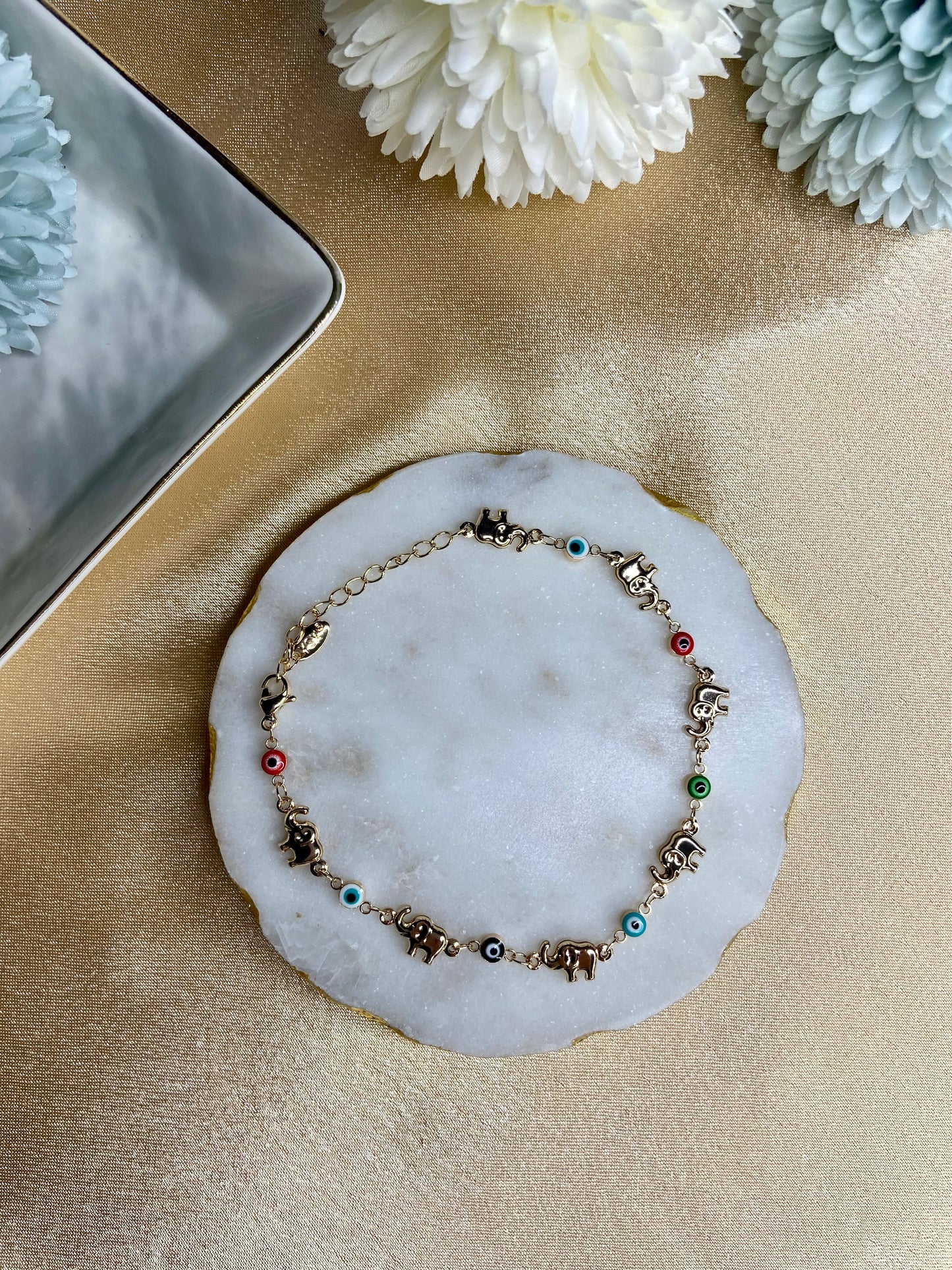 Evil Eye & Elephant Charm Bracelet