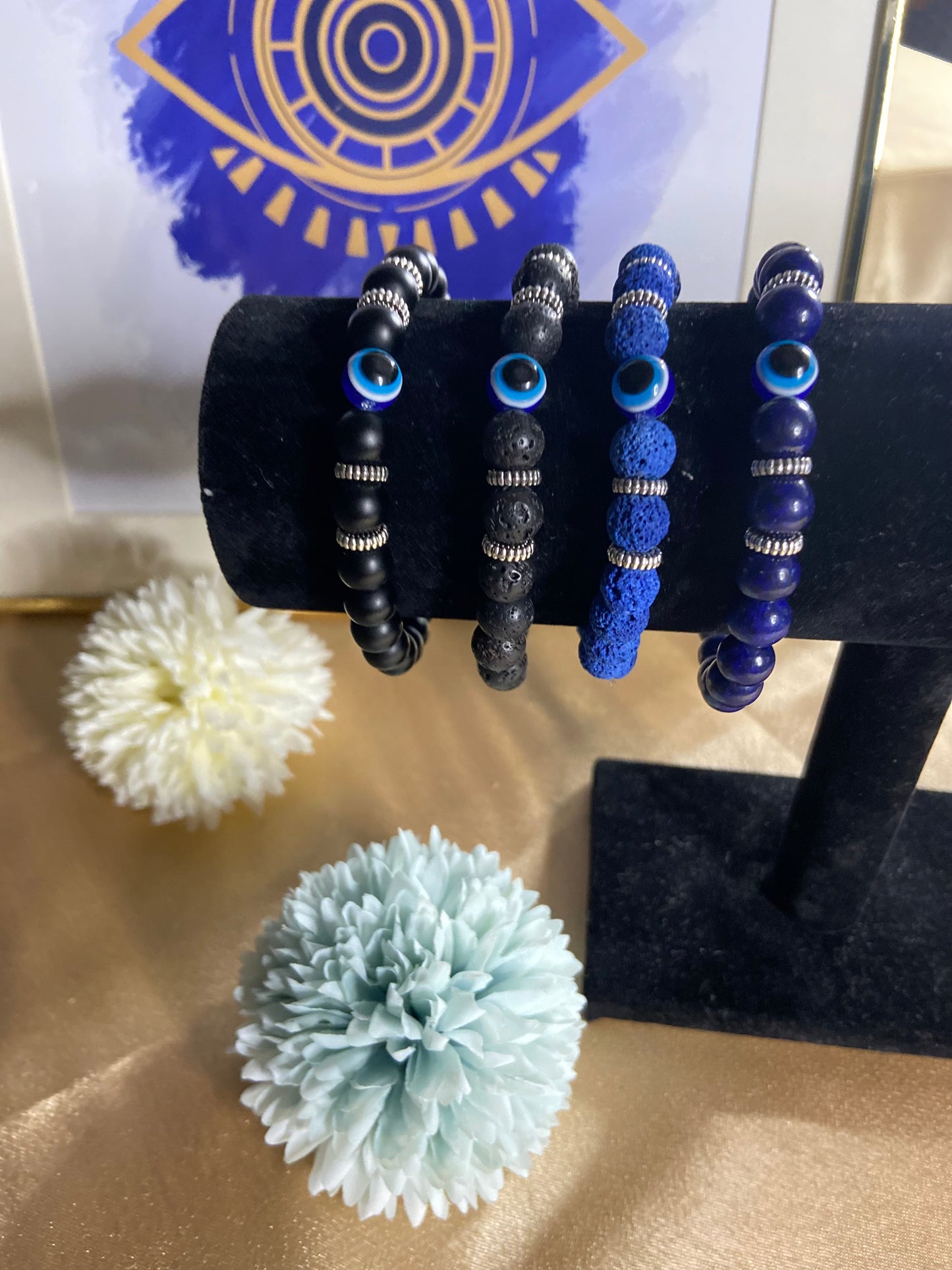 Mens Evil Eye Beaded Bracelet