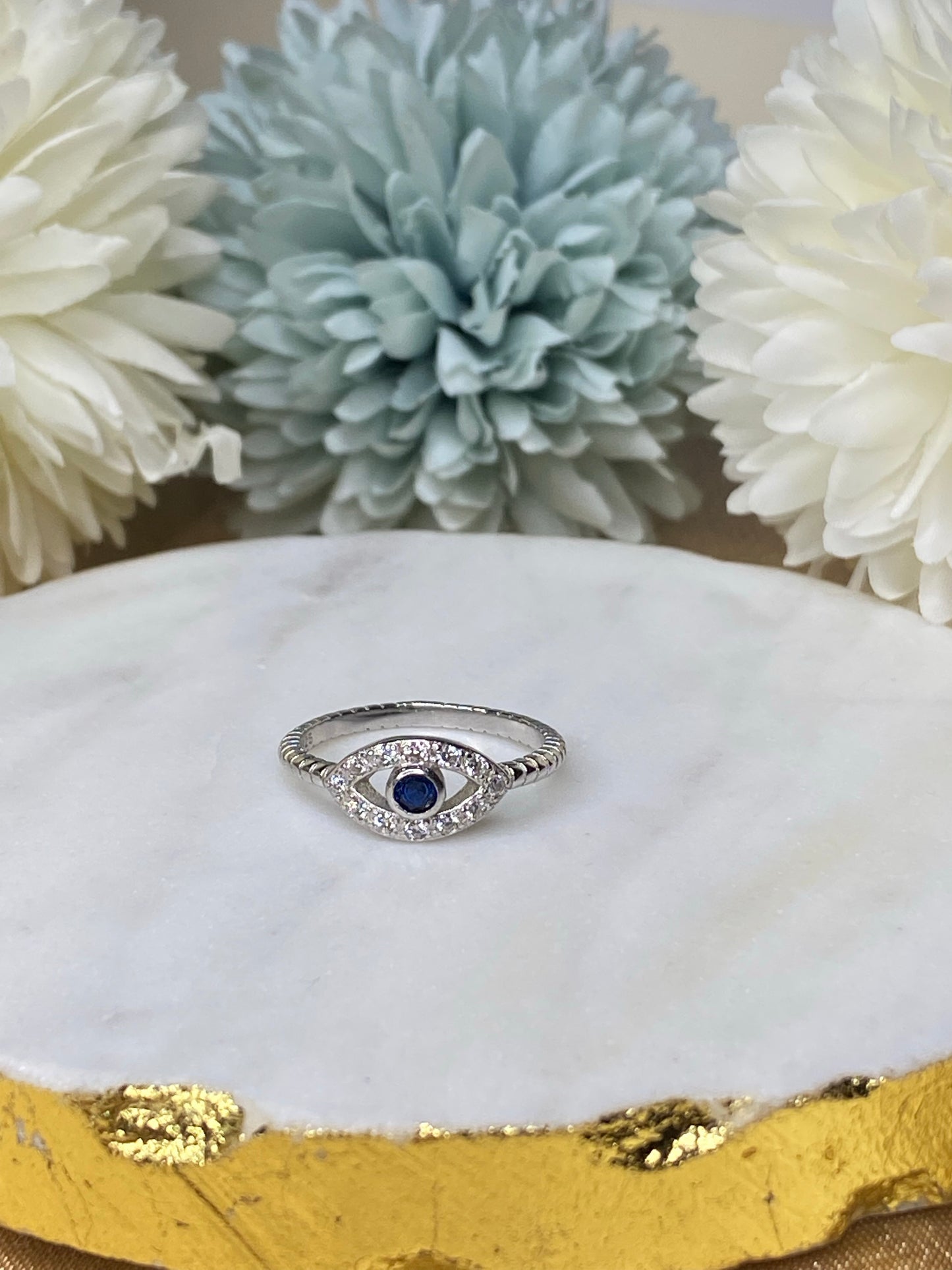 Encrusted Evil Eye Ring